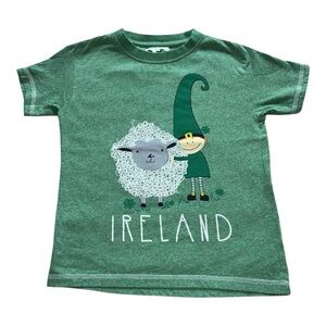 Leprechaun and His Sheep Ireland Kids Green Short Sleeve T-Shirt  Size 7-8 yrs